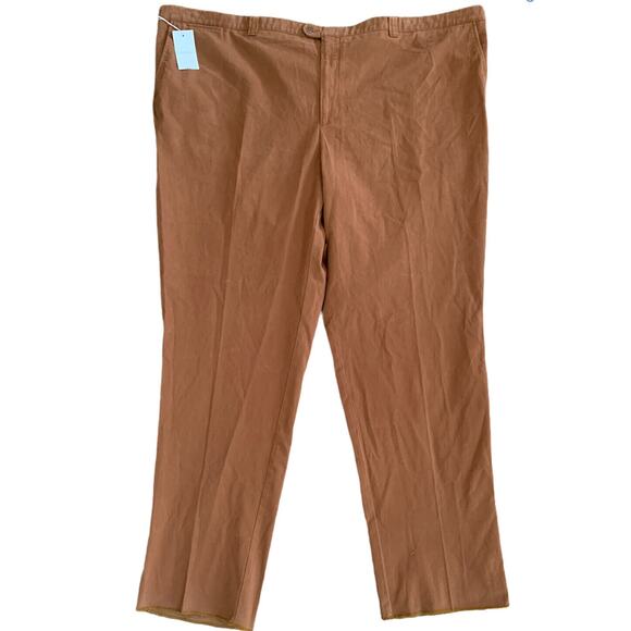 Bruno Saint Hilaire Men’s Flat Front Brown Khaki Pants NWT 60 Regular Unhemmed - Picture 1 of 2